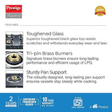 Prestige Royale Plus GT 04 Toughened Black Glass Top Gas Stove(Manual, 4 Brass Burners, Black, Baati/Tandoor Stand Inside)-40514
