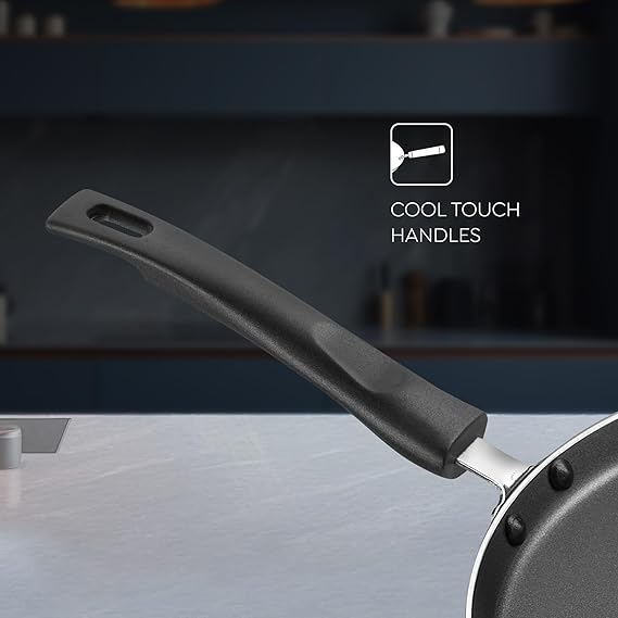 Judge by Prestige 28Cm Everyday Non-Stick Tawa (Aluminium) | Low Oil Cooking | Easy to Clean |Cool Touch Handle, Black-37277