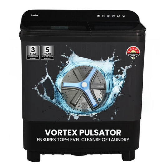 Haier 10 Kg 5 Star Toughened Glass Soft fall Technology Semi Automatic Top Loading Washing Machine -HTW100-178BKN