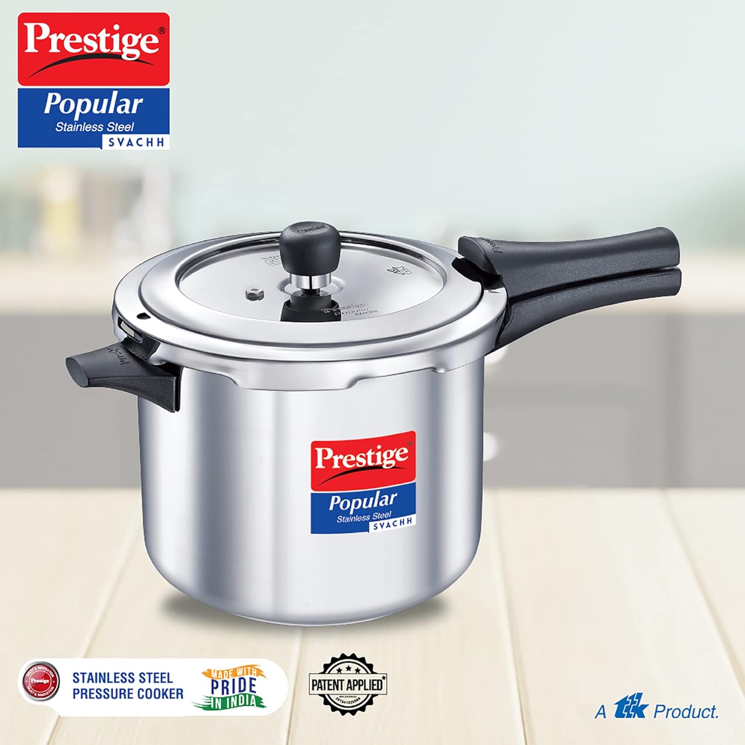 Prestige Popular Svachh Spillage Control Stainless Steel Outer Lid Pressure Cooker, 5 L (Silver)-20173