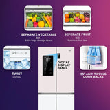 Haier 520L 3-Star Inverter Side-by-Side 4-Door Refrigerator (HRB-600RW, Rosette White, R600a Refrigerant)