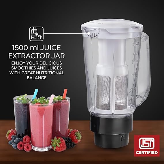 Prestige 750 Watts Grace Mixer Grinder with 4 Jars (3 Stainless Steel Jars + 1 Juice Jar)|4 Super Efficient Blades|Sturdy Handles|Dome Shaped Lid|Blue & Black 43151
