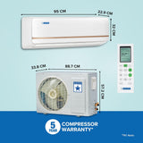 Blue Star 1.5 Ton 2 Star Fixed Speed Split AC (Model FA218TXU) | Powerful 5275W Cooling, DigiQ Hepta Sensors, 2-Way Air Swing, Anti-Corrosive Blue Fins, Turbo Cool, Self Diagnosis, Hidden Display, 100% Copper, White