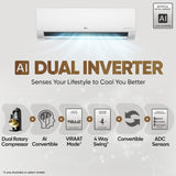 LG 2.0 Ton 3 Star AI Convertible 6-in-1 Inverter Split AC - 4-Way Swing, Himalaya Cool, Diet Mode, Smart Diagnosis, Stabilizer Free Operation, R32 Refrigerant, HD Filter with Auto Clean, 6800W Max Cooling-(AS-Q24ENXE.ANLG, White)