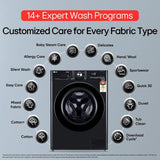 LG 12.0 kg 5 Star AI Direct Drive Front Load Washing Machine with In-Built Heater, Steam, 6 Motion DD, 1400 RPM, Wi-Fi ThinQ, and Allergy Care, Onyx Black,FHP1412Z5O