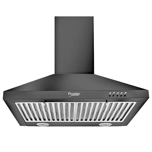 Prestige Dura Plus 600 Contemporary Black Kitchen Hood chimney|Powerful 1000M3/Suction|Easy Push Buttons With 3 Speed|Ss Baffle Filter-41848