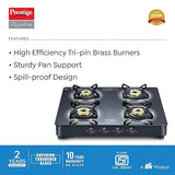 Prestige Royale Plus GT 04 Toughened Black Glass Top Gas Stove(Manual, 4 Brass Burners, Black, Baati/Tandoor Stand Inside)-40514