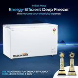 Haier 588L 5-Star Double Door Hard Top Deep Freezer | Dual Condensers | +10°C to -26°C Temperature Range | Embossed PCM Inner Liner | R-290a Refrigerant | 5-Star Energy Rated | 4 Castor Legs | 2 Baskets-(HFC-588DPW5, White)