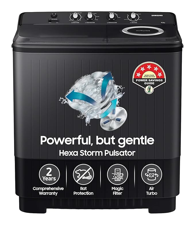 Samsung 11.5 Kg Semi-Automatic Top Load Washing Machine Appliance (WT11A4260GD/TL,Gray)