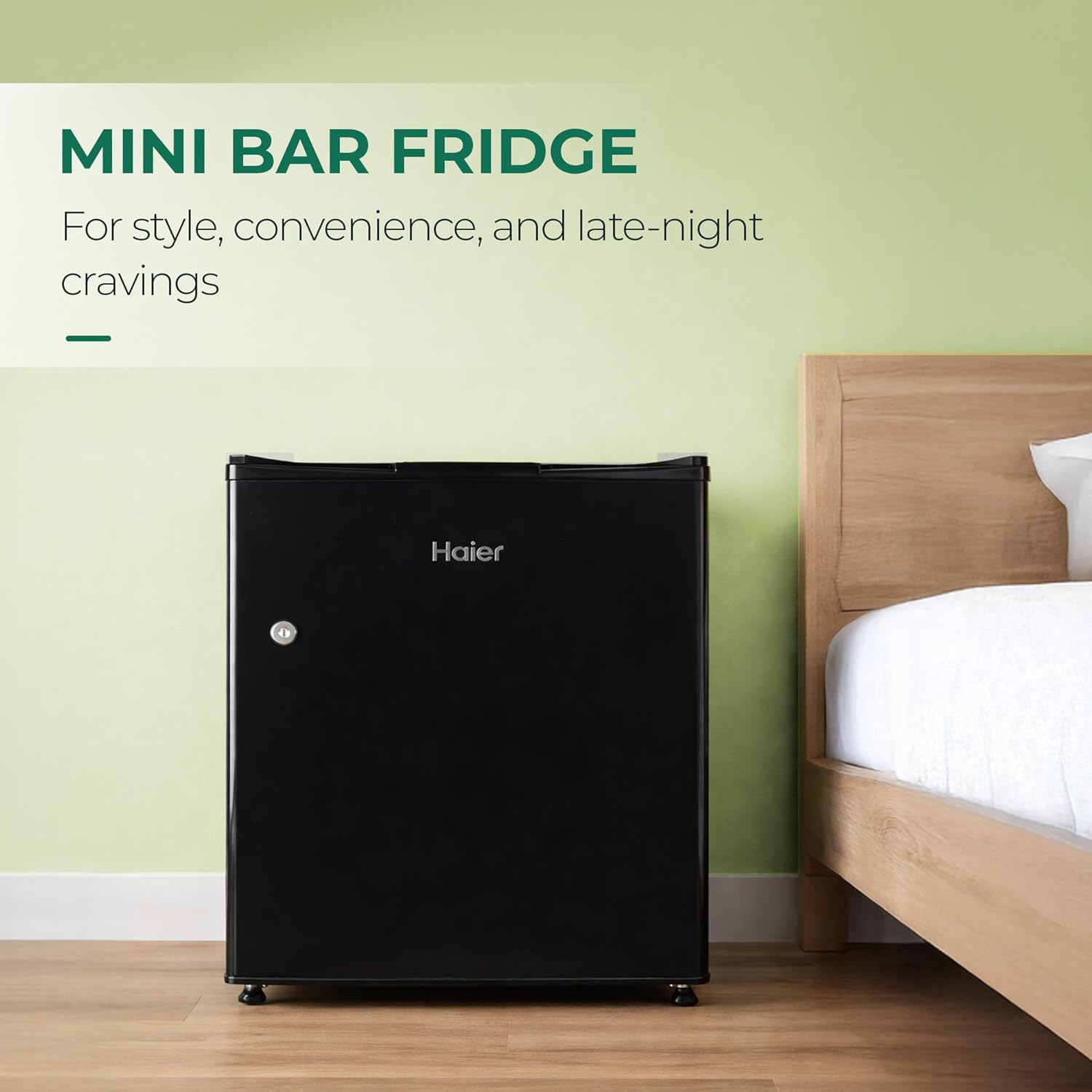 Haier 50L 2-Star Direct Cool Single Door Mini Refrigerator with Toughened Glass Shelf and LED Display-(Black, HRD-752KSA)