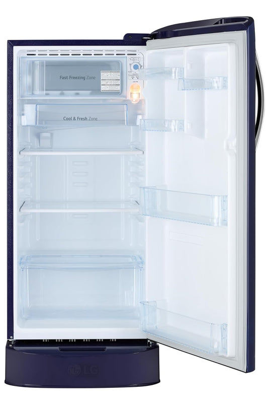 LG 185 L 5 Star Direct Cool Single Door Refrigerator with Smart Inverter Compressor | Fast Ice Making | Stabilizer Free Operation | Anti-Bacterial Gasket | Toughened Glass Shelves -D201ABHU