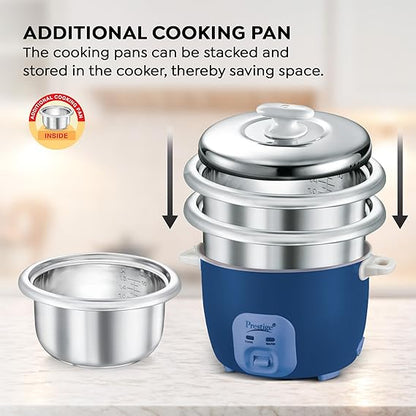 Prestige Electric Rice Cooker - Cute 1.8-2 SS (1.8 L Open Type, with Stainless Steel Cooking Pan - 2 Unit)-41139