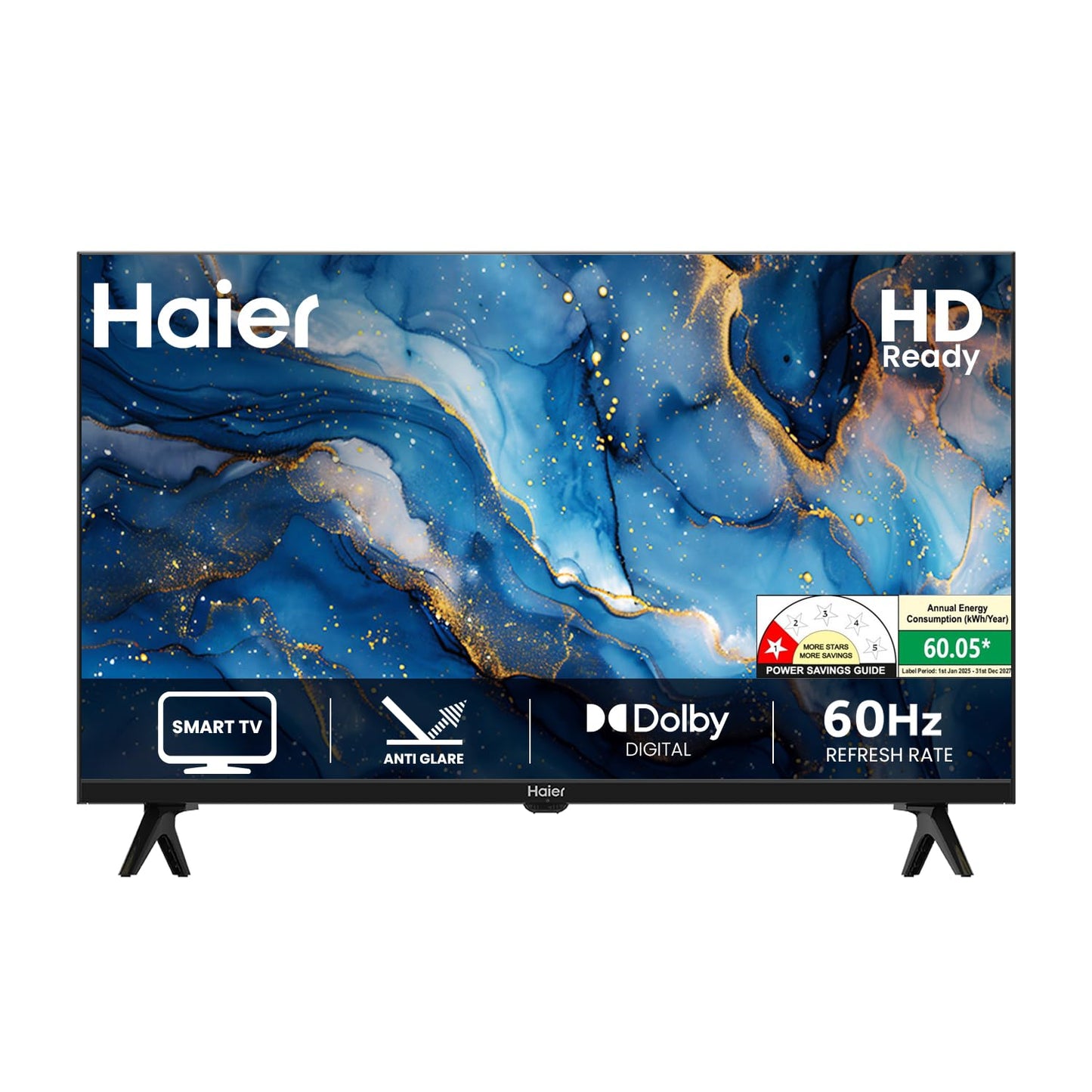 Haier 32-inch HD Ready Smart LED TV with Linux OS, Box Speakers, and HDR support. | HD Ready Bezel-less Display | Linux Smart TV Platform | HDR Support | 16W Audio Output | Dolby Digital Decoder | Multiple Connectivity Options | 60Hz Refresh Rate-LE32A7-N
