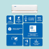 Blue Star 1.5 Ton 2 Star Fixed Speed Split AC (Model FA218TXU) | Powerful 5275W Cooling, DigiQ Hepta Sensors, 2-Way Air Swing, Anti-Corrosive Blue Fins, Turbo Cool, Self Diagnosis, Hidden Display, 100% Copper, White