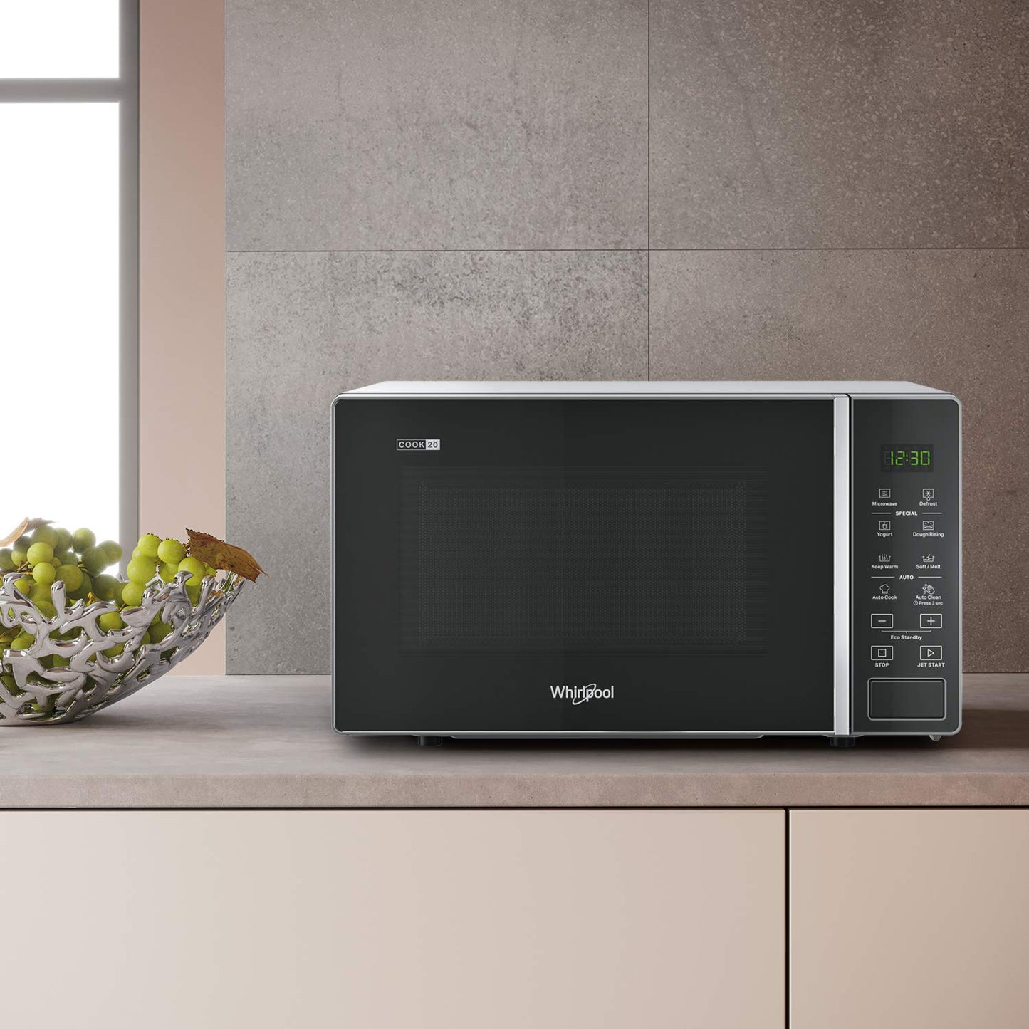 Whirlpool Magicook Pro 20SE 20L Solo Microwave Oven (Black, Stainless Steel Cavity, Mechanical Knob Control, Steam Clean, 700W)-50047