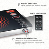 Prestige Infrared Cooktop PIRC 1.0 (2200W, Black) | Advanced Radiant Heating & Adjustable Temperature Control | Compatible with All Metal Cookware | Indian Preset Menu, Timer & Touch Panel | Sleek Stainless Steel Design-41136