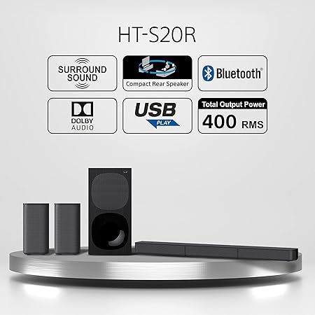Sony 5.1 Channel Dolby Digital Soundbar home theatre system with Bluetooth Connectivity (Black)-HT-S20R