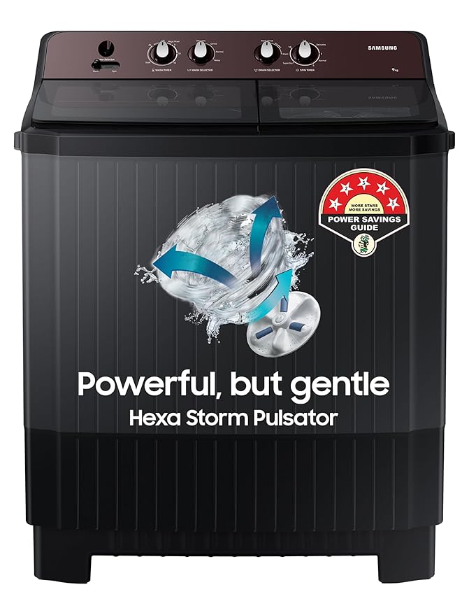 Samsung 9 Kg 5 Star Semi-Automatic Top Load Washing Machine Appliance (WT90B3560RB/TL,GRAY)