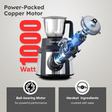 Prestige 1000 Watt Endura Mixer Grinder,6 Jars (3 Stainless Steel Jar + 1 Juicer Jar, 1 Mix-O-Keep Jar, 1 Multi-utility Jar), Black |Sturdy Stainless Steel Body|7-Efficient Stainless Steel Blades-42535
