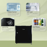 Haier 50L 2-Star Direct Cool Single Door Mini Refrigerator with Toughened Glass Shelf and LED Display-(Black, HRD-752KSA)