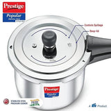 Prestige Popular Svachh Stainless Steel Pressure Cooker, 7.5 Litre - Spillage Control Outer Lid, Durable SS Body, Model: 20174 (Non-Induction Base)