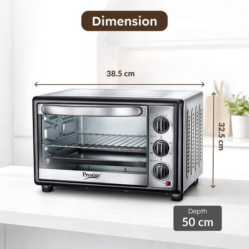 Prestige Oven Toaster Griller 28L with Rotisserie & Convection (POTG 28AC) | Stainless Steel Built-in OTG | 5 Function Controls, Airfry & 60-Min Timer | Non-Induction Base-42342