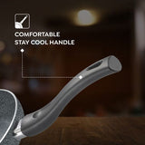 Prestige Svachh Granite Non-Stick 3-Piece Cookware Set (Omni Tawa 28cm, Kadai with Glass Lid 24cm, Fry Pan 24cm) Dual Non-Stick Coating, Metal Spoon Friendly, Gas & Induction Compatible, Aluminum, Induction Base, Made in India, Grey