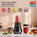 Prestige Nutri-Zen Mixer Grinder with 3 Polycarbonate Jars | Powerful 800W motor | Unbreakable polycarbonate jars | Multipurpose transparent jars | Sipper lid and cover lid for convenience | 20,000 RPM for quick grinding | Push Button Control-43169