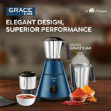 Prestige Grace 750W Mixer Grinder with 3 Durable Stainless Steel Jars | Tough ABS Plastic Body | 230V | High-Performance Grinding for Wet & Dry Ingredients- Model: 43152