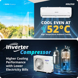 Voltas 1 Ton 3-Star Inverter Split AC (123INV VECTRA EMERALD, Max 3326W Cooling, Convertible 5-in-1, Anti-Dust Filter with Anti-Microbial Coating, Auto Clean, Sleep Mode, R-32 Refrigerant, Max 52°C Ambient Temperature, White)