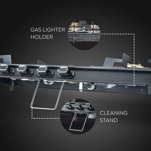 Prestige Vectra 4 Burner Glasstop Gas Stove|Superior Toughened Glass|Jumbo Brass Burner|3-Way Gas Inlet|360 Degree Revolving Nozzle -40591