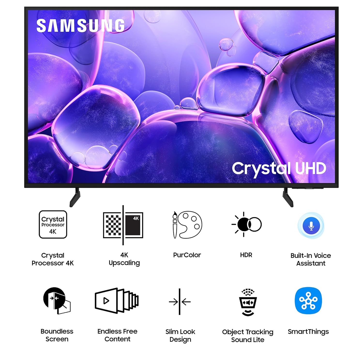 Samsung Crystal 4K 108 cm (43 inch) Smart LED TV with HDR, Q-Symphony,  4K Ultra HD Resolution | HDR | Motion Xcelerator | SmartThings Hub | Voice Assistant Built-in (Bixby, Alexa) | Q-Symphony | Slim Look Design | Filmmaker Mode-UA43U8600FULXL
