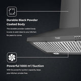 Prestige Dura Plus 600 Contemporary Black Kitchen Hood chimney|Powerful 1000M3/Suction|Easy Push Buttons With 3 Speed|Ss Baffle Filter-41848