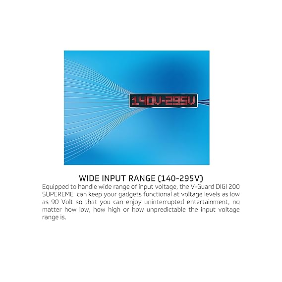 V-Guard Digi 200 TV Stabilizer |Applicable for Smart TVs up to 203 cm (80'')+Set Top Box,Home Theatre/Gaming Console |6 Ampere Capacity