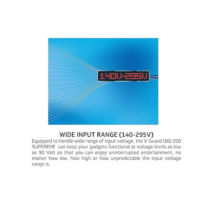 V-Guard Digi 200 TV Stabilizer |Applicable for Smart TVs up to 203 cm (80'')+Set Top Box,Home Theatre/Gaming Console |6 Ampere Capacity