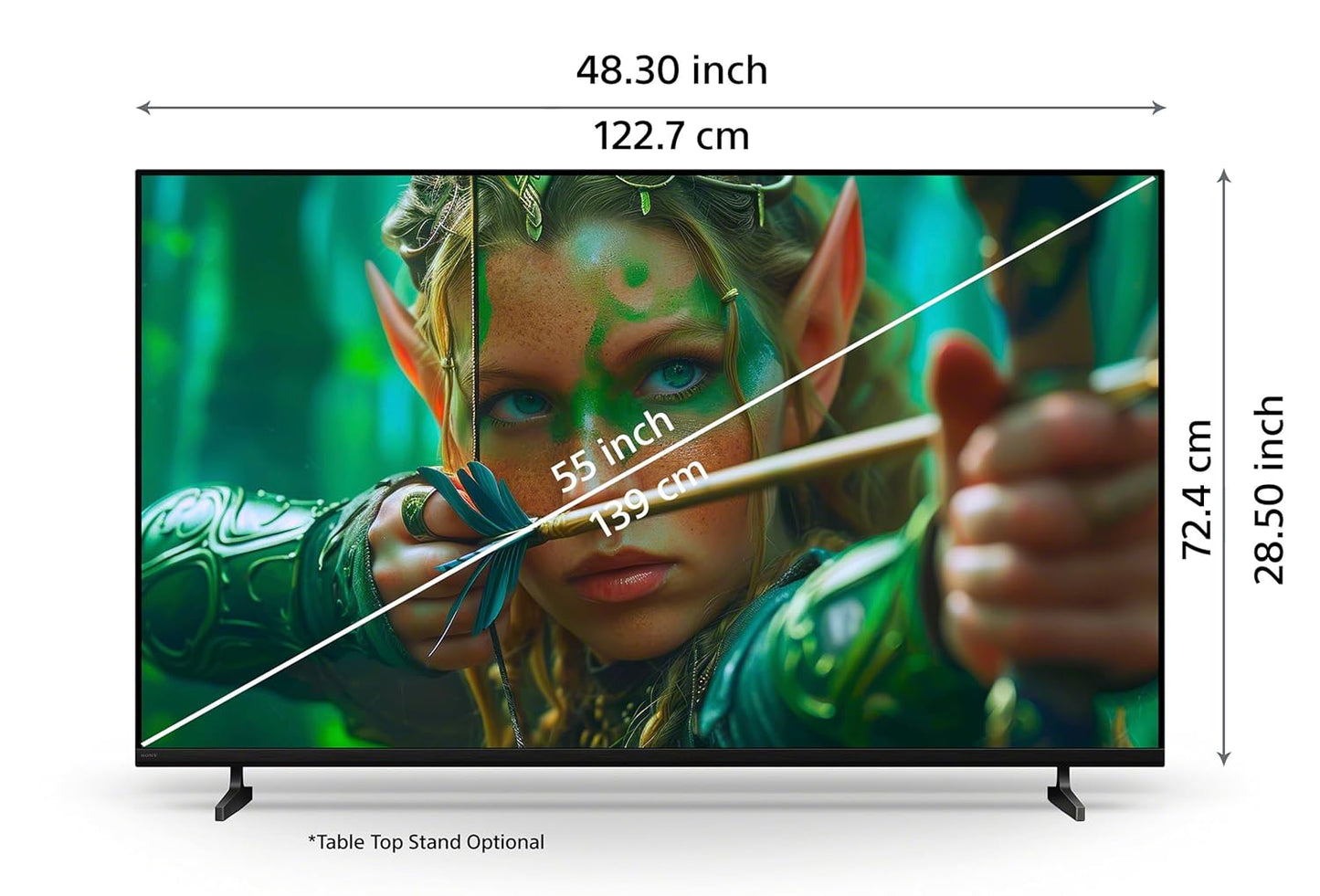 Sony BRAVIA 55"  4K HDR | Google TV | (2025 Model) 4K Processor X1 | Dolby Atmos | Direct LED | HDMI 2.1 ALLM/eARC | Wi-Fi 6|PS5 Optimized Auto HDR Tone Mapping (Flush Surface Design)- – K-55S25M2
