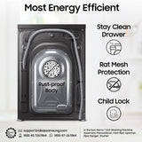 Samsung 9 kg, 5 star, AI EcoBubble, Super Speed, Wi-Fi, Hygiene Steam with Inbuilt Heater, Digital Inverter, Fully-Automatic Front Load Washing Machine (WW90DG5U24ABTL, Black)