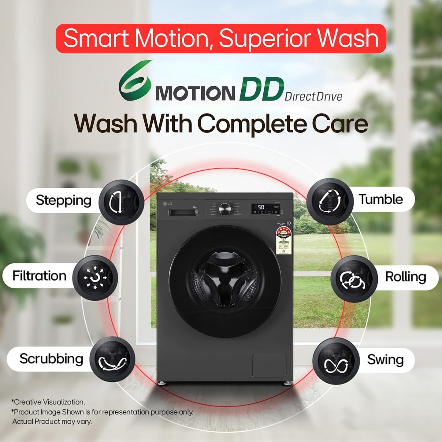 LG 9 kg 5 Star Wi-Fi Inverter Fully Automatic Front Load Washing Machine with Steam (FHB1209Z4B, Auto Restart, Platinum Black)