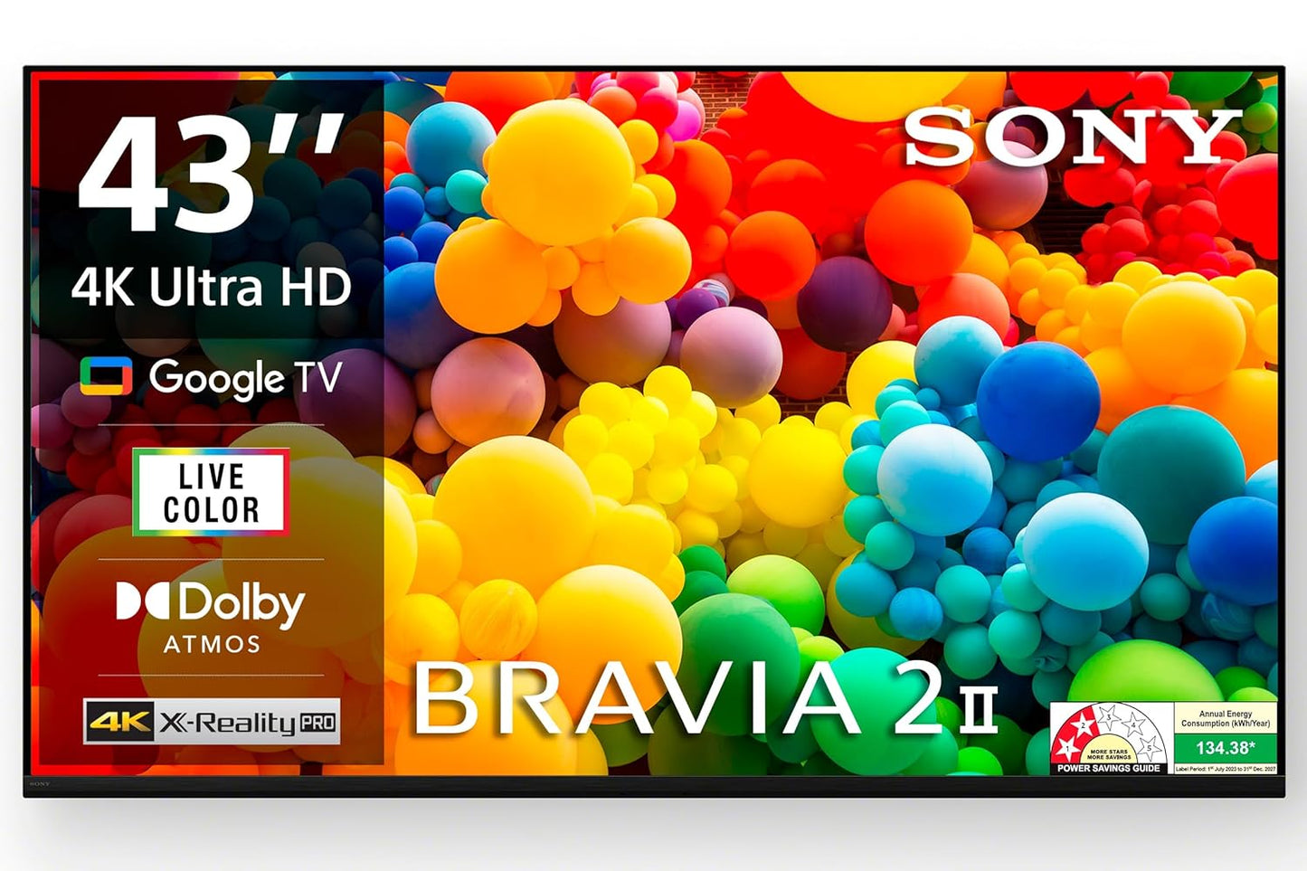 Sony Bravia 43" ( 109.22 cm ) 4K Ultra HD LCD Display | 4K Processor X1™ | Google TV (Android TV OS) & Voice Search | Dolby Atmos | Motionflow™ XR 100 (50Hz Native) | Gaming Features: ALLM (HDMI 2.1), eARC | Built-in Chromecast and Wi-Fi 6-43S22GM2