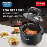 Prestige Multi-Chef All-in-One Air Fryer |80% less Oil Consumption|6.5L Capacity |1200 Watts Power|Airfry,Oven, Toast, Grill|See Through Lid|Advance Digital Display|Even Heat Distribution|Black-41410