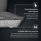 Prestige Dura Plus 600 Contemporary Black Kitchen Hood chimney|Powerful 1000M3/Suction|Easy Push Buttons With 3 Speed|Ss Baffle Filter-41848