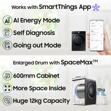 Samsung 9 kg, 5 star, AI EcoBubble, Super Speed, Wi-Fi, Hygiene Steam with Inbuilt Heater, Digital Inverter, Fully-Automatic Front Load Washing Machine (WW90DG5U24ABTL, Black)