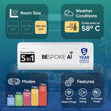 Samsung 2 Ton 3 Star Wi-Fi Inverter Split AC (Copper, Bespoke AI Energy Mode, 5-Step Convertible, 4-Way Swing, Fast Cooling, Alexa/Google/Bixby Control, White)-AR50H24D1XHNNA