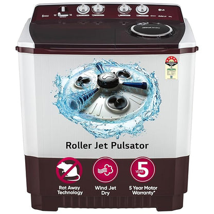 LG 10.5 kg Semi Automatic Washing Machine, Roller Jet Pulsator, Collar Scrubber - P105ASRAZ.ABGQEIL (Maroon)