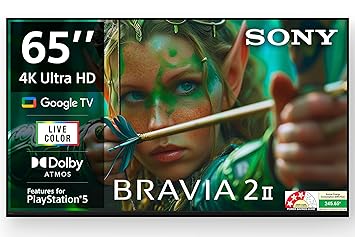 Sony BRAVIA 2 II 65 Inch ( 165.1 cm) Ultra HD 4K Android Smart TV with Google TV | 4K Processor X1 | 40W Dolby Audio & Atmos | BRAVIA Sync | Wi-Fi 6 & Bluetooth 5.3 | Voice Remote Control | Perfect for Gaming, Home-65S25M2