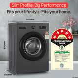 LG 9 kg 5 Star, Inverter Direct Drive Technology, 6 Motion DD, Steam Fully Automatic Front Load Washing Machine with In-built Heater Black, Grey  (FHB1209Z2M)