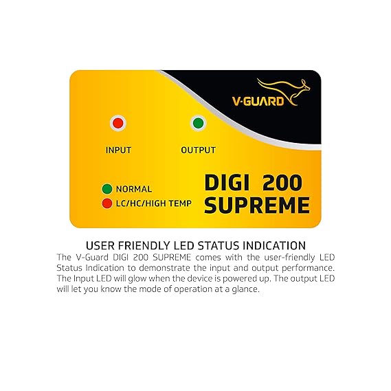 V-Guard Digi 200 TV Stabilizer |Applicable for Smart TVs up to 203 cm (80'')+Set Top Box,Home Theatre/Gaming Console |6 Ampere Capacity