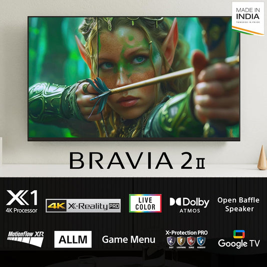 Sony Bravia 43" ( 109.22 cm ) 4K Ultra HD LCD Display | 4K Processor X1™ | Google TV (Android TV OS) & Voice Search | Dolby Atmos | Motionflow™ XR 100 (50Hz Native) | Gaming Features: ALLM (HDMI 2.1), eARC | Built-in Chromecast and Wi-Fi 6-43S22GM2