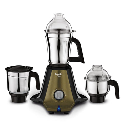 Preethi Titan MG 283 Mixer Grinder (1000W) | High-Torque Sigma W2 Motor | 3 Stainless Steel Jars (1.5L, 1.0L, 0.5L) | Super Fine Grinding in 90 Seconds | 3D Air Cooling Technology | Black & Olive Green-PRE5782837