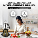 Preethi Titan MG 283 Mixer Grinder (1000W) | High-Torque Sigma W2 Motor | 3 Stainless Steel Jars (1.5L, 1.0L, 0.5L) | Super Fine Grinding in 90 Seconds | 3D Air Cooling Technology | Black & Olive Green-PRE5782837